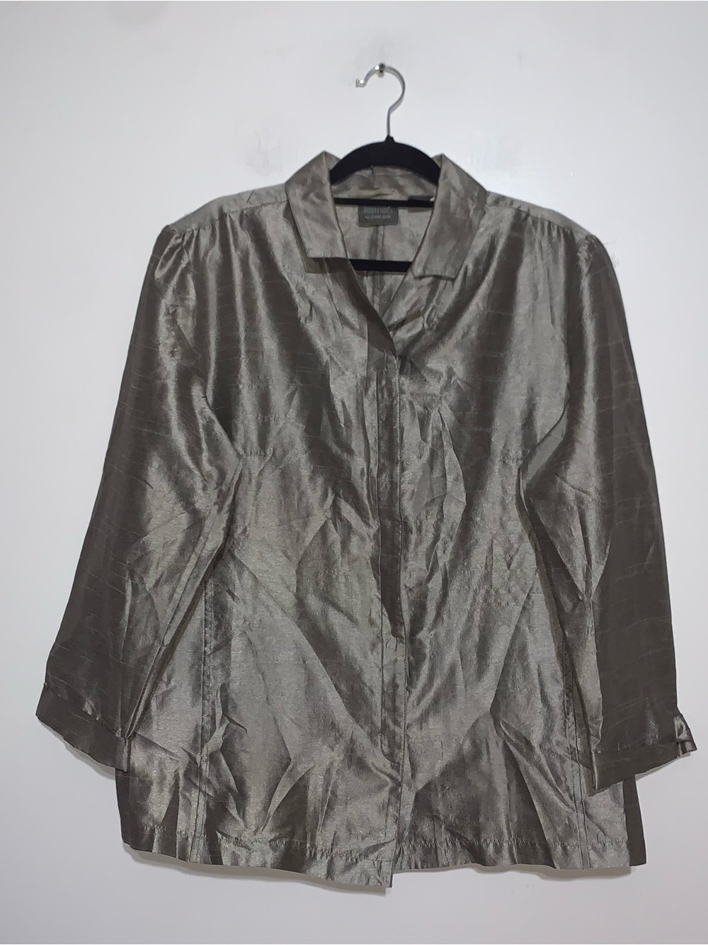 Chico's Shimmery Olive-Brown Button-Front Jacket Size 3